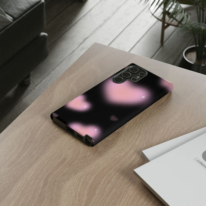 Black and Pink Blurry Heart Phone Case
