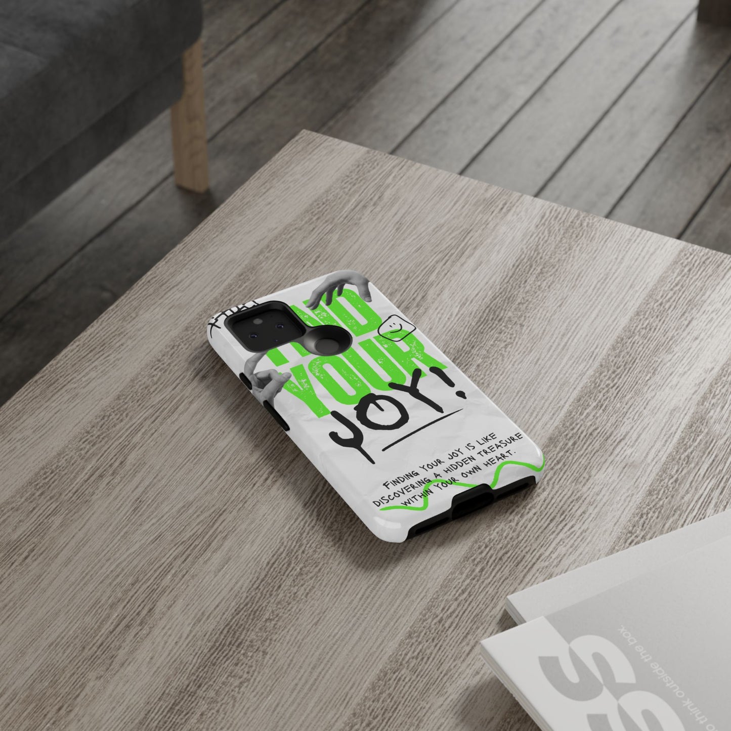 White Green Grunge Find Your Joy Phone Case