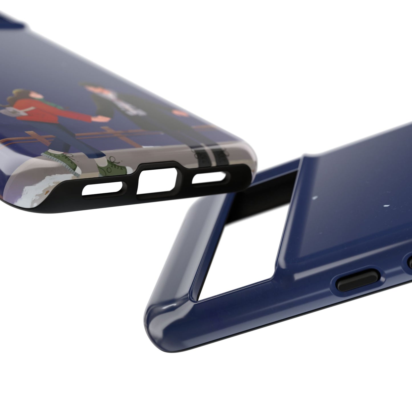 Blue Illustrated Couple and Night Sky Phone Case