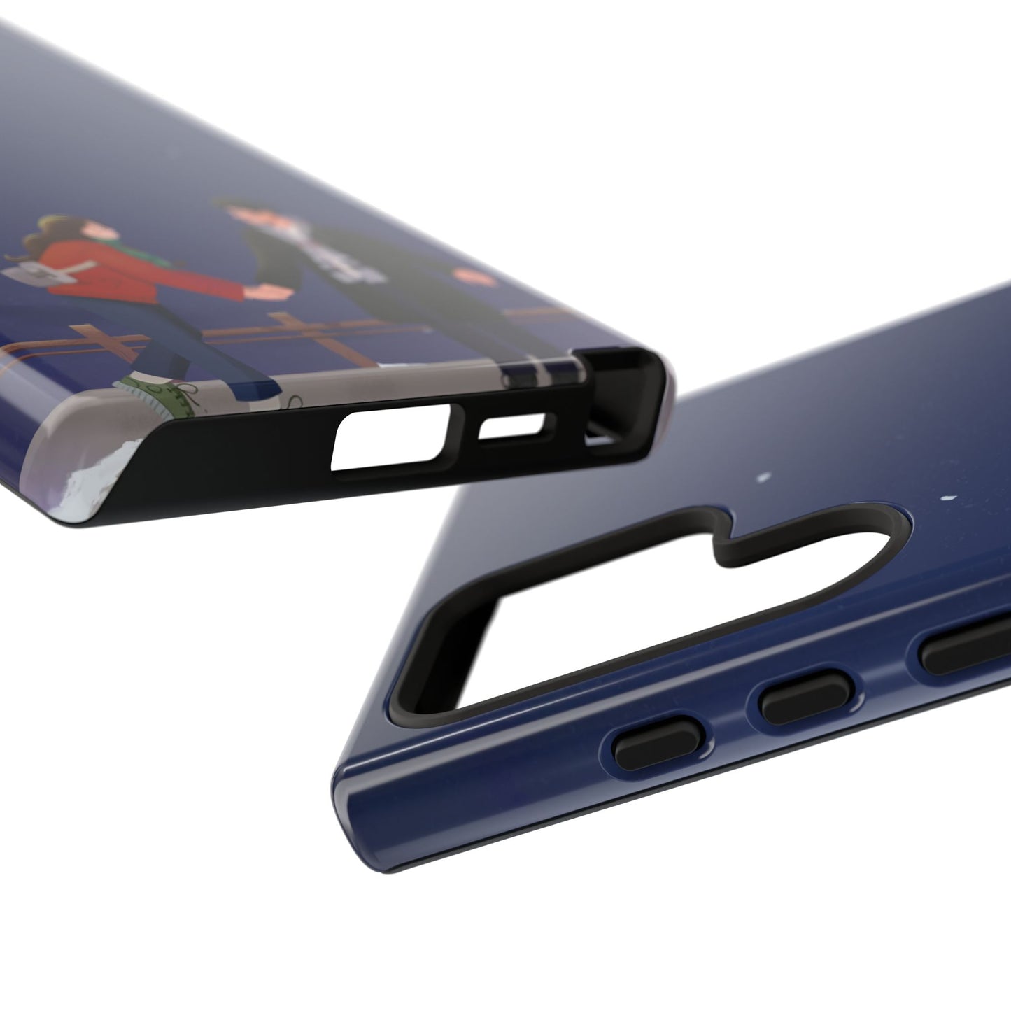 Blue Illustrated Couple and Night Sky Phone Case