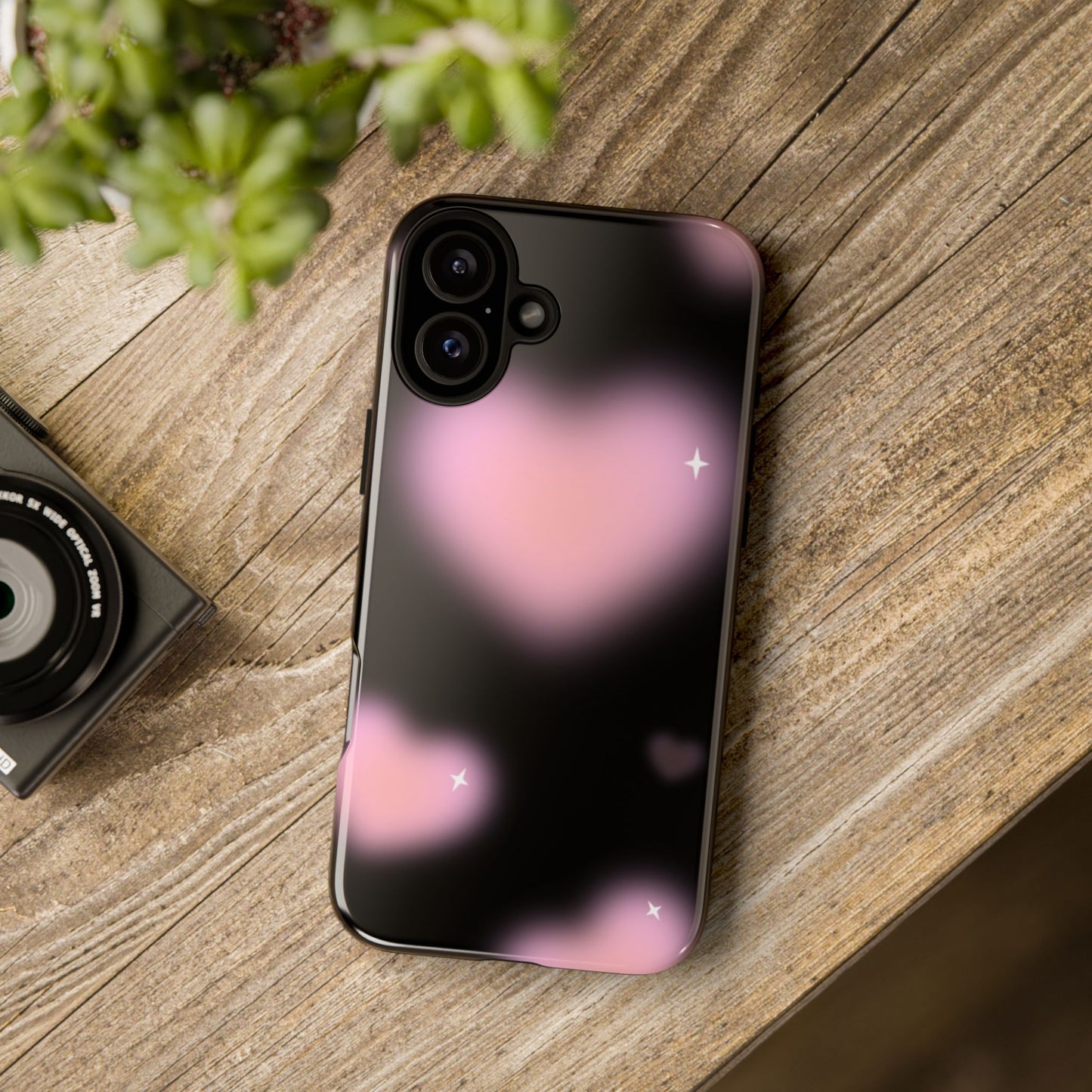 Black and Pink Blurry Heart Phone Case