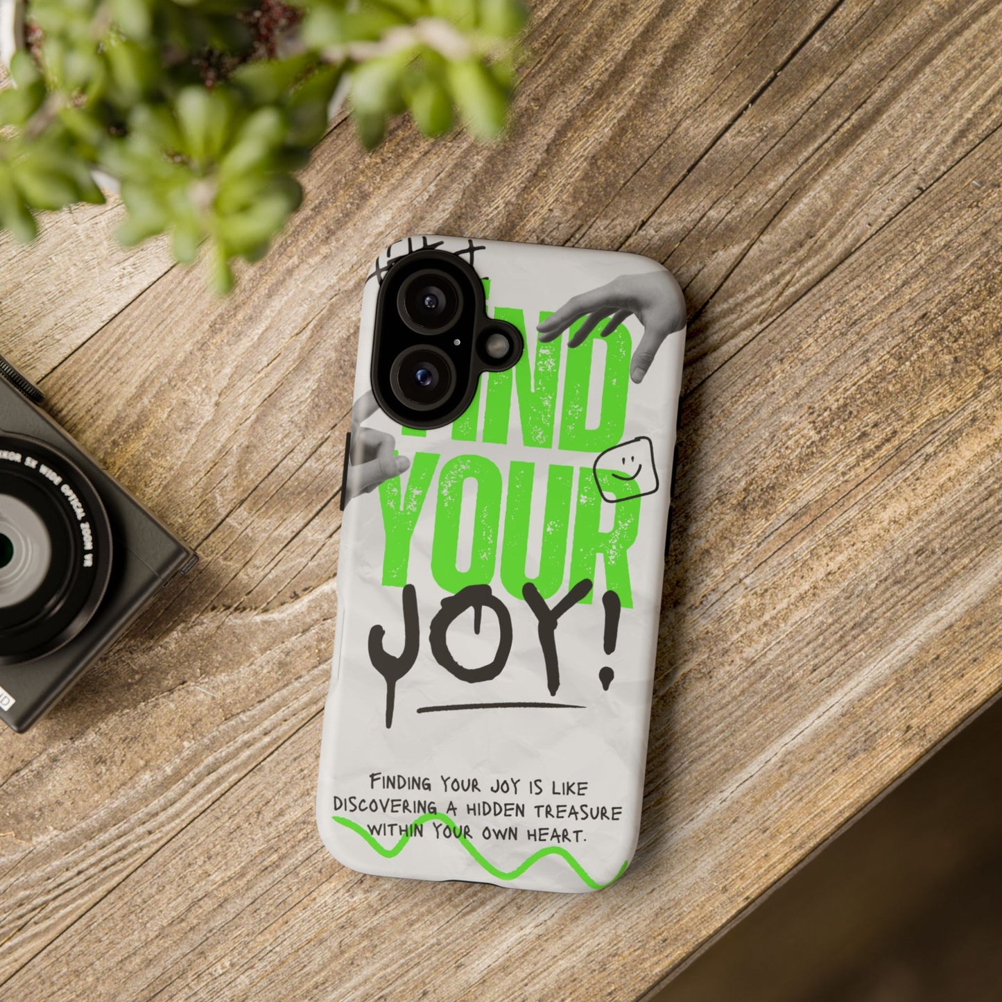 White Green Grunge Find Your Joy Phone Case