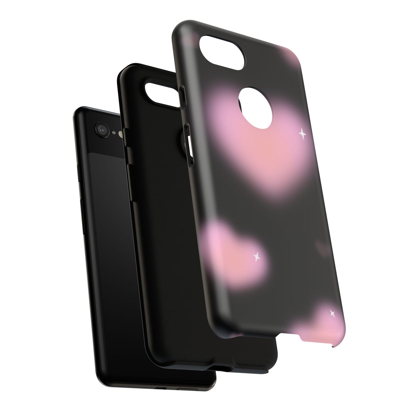 Black and Pink Blurry Heart Phone Case