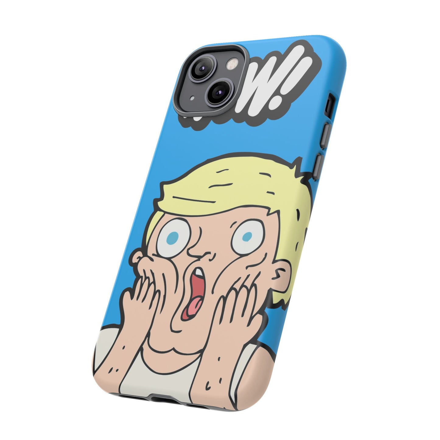 Blue Illustrated Shocked Man Phone Case