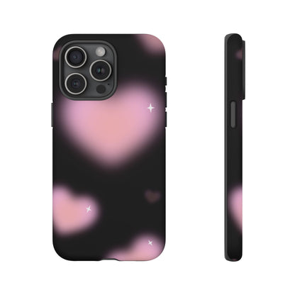 Black and Pink Blurry Heart Phone Case