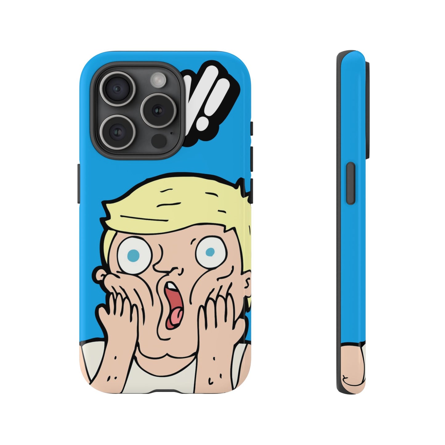Blue Illustrated Shocked Man Phone Case