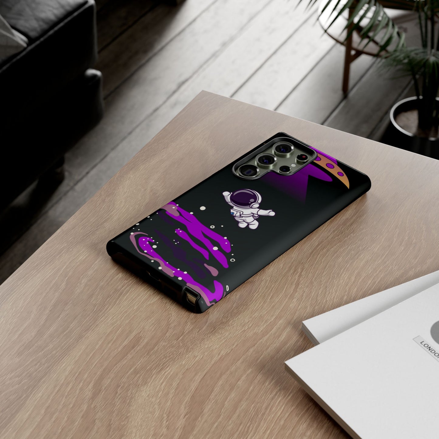 Black and Purple Minimalist Modern Space Phone Case