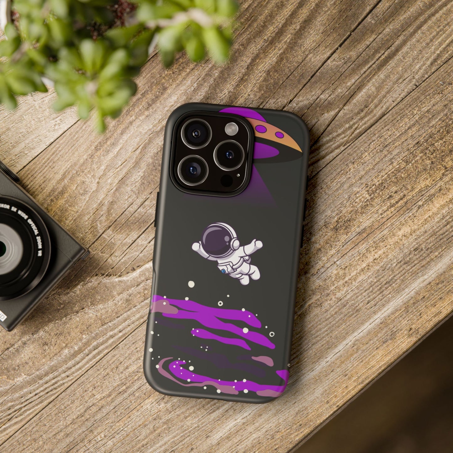 Black and Purple Minimalist Modern Space Phone Case