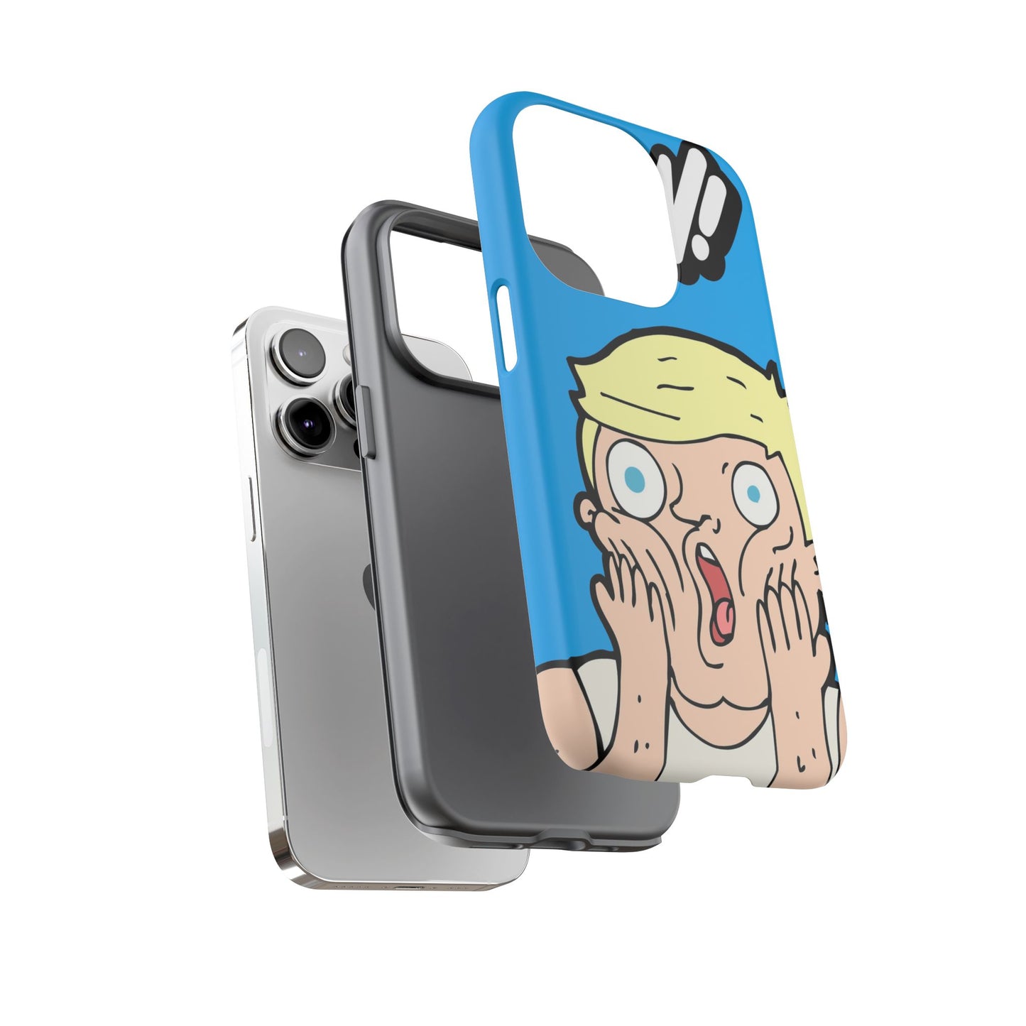 Blue Illustrated Shocked Man Phone Case