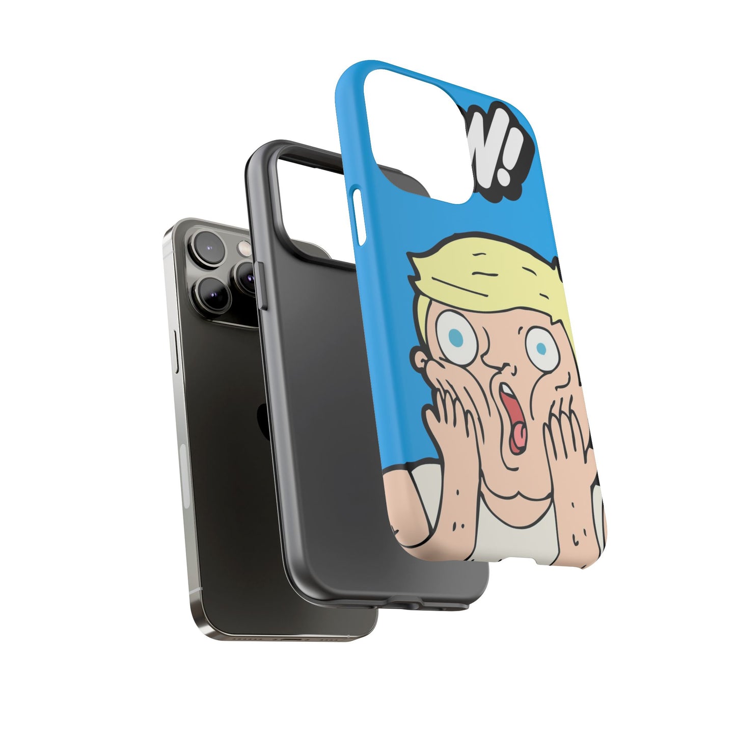 Blue Illustrated Shocked Man Phone Case