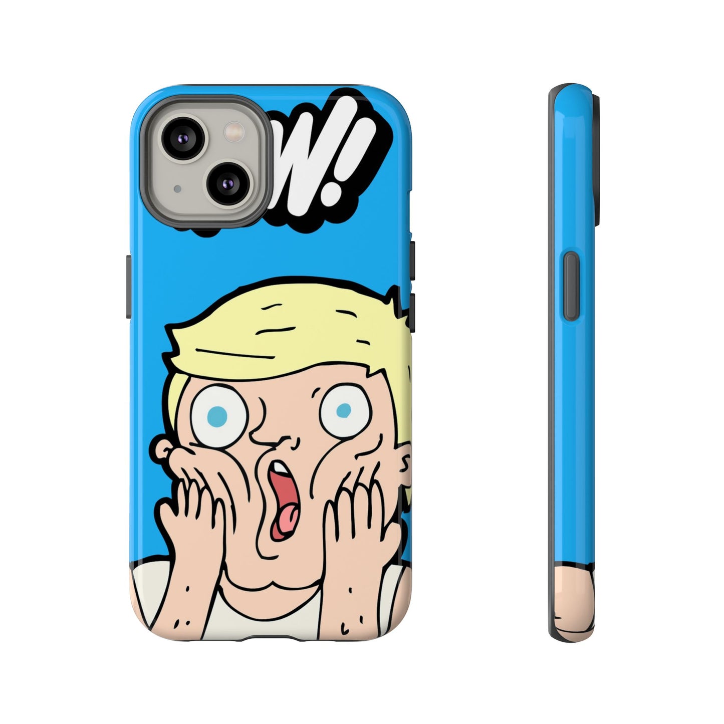 Blue Illustrated Shocked Man Phone Case