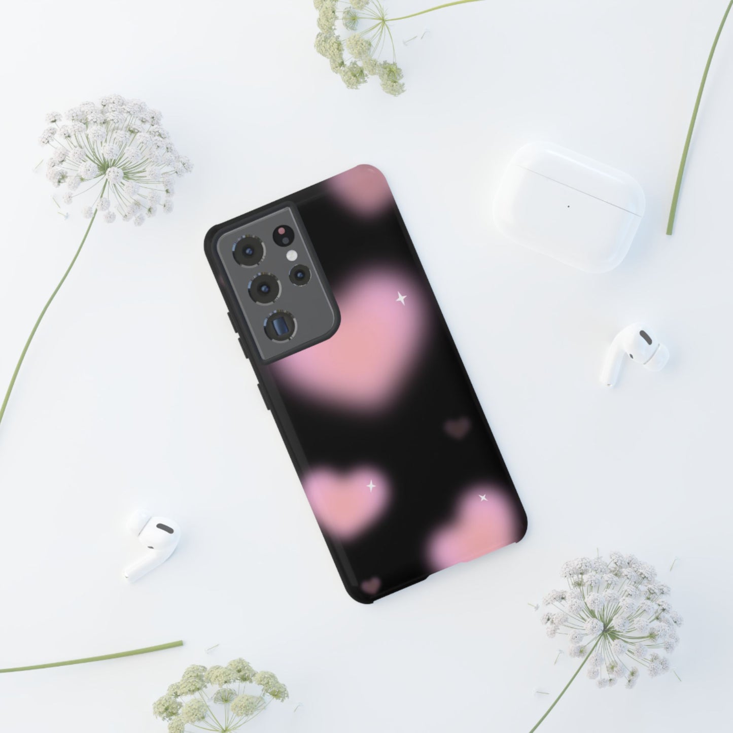 Black and Pink Blurry Heart Phone Case
