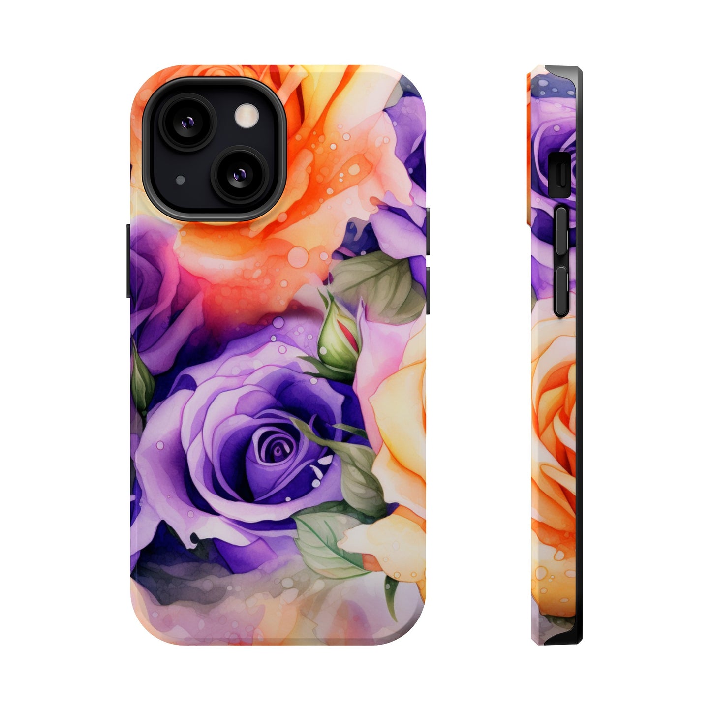 Vibrant Purple and Gold Floral Pattern Magnetic iPhone Case