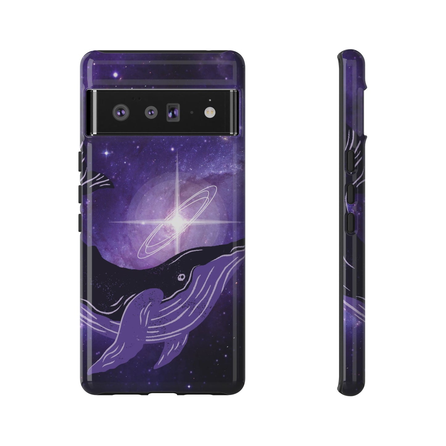 Purple Whale in Outer Space Phone Case