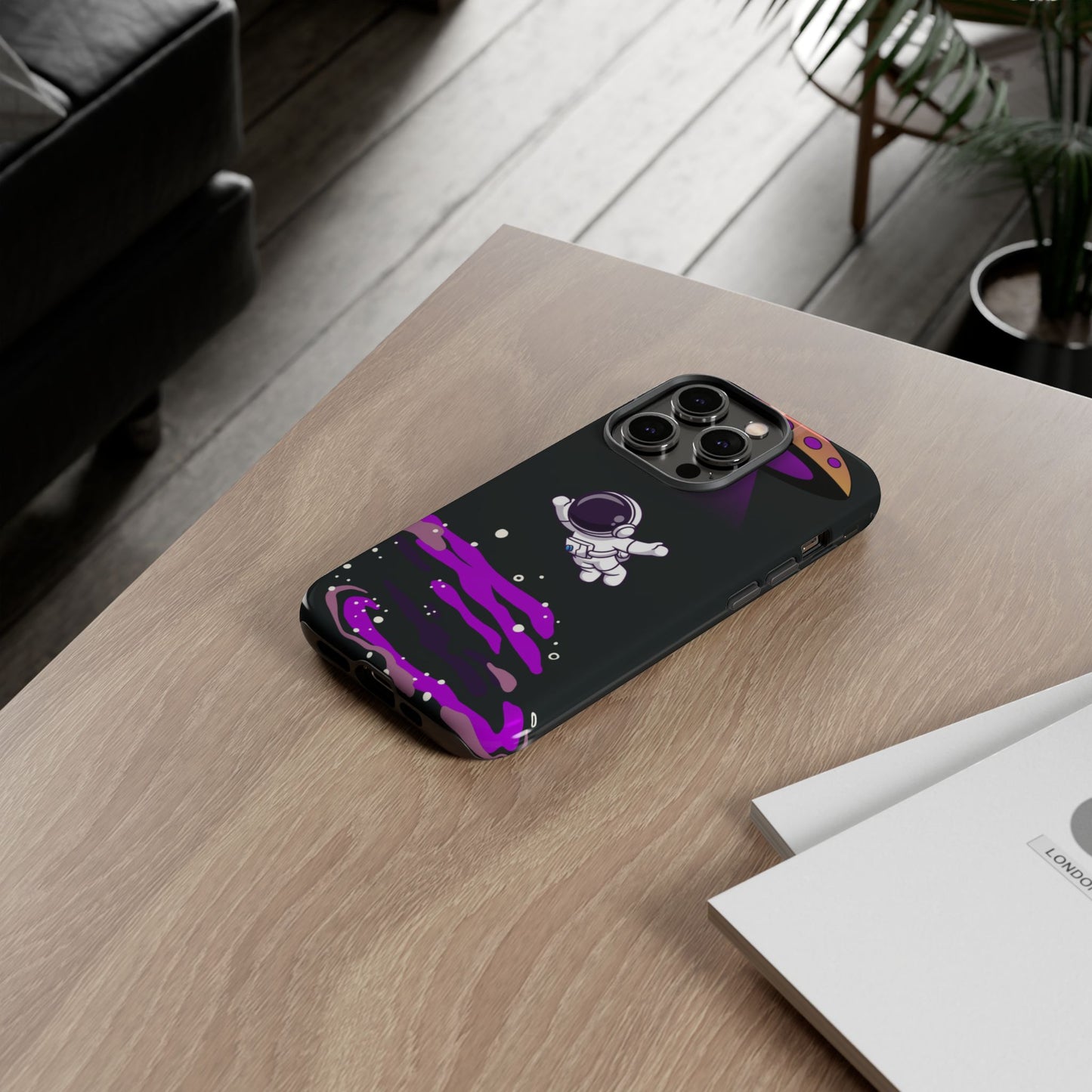 Black and Purple Minimalist Modern Space Phone Case