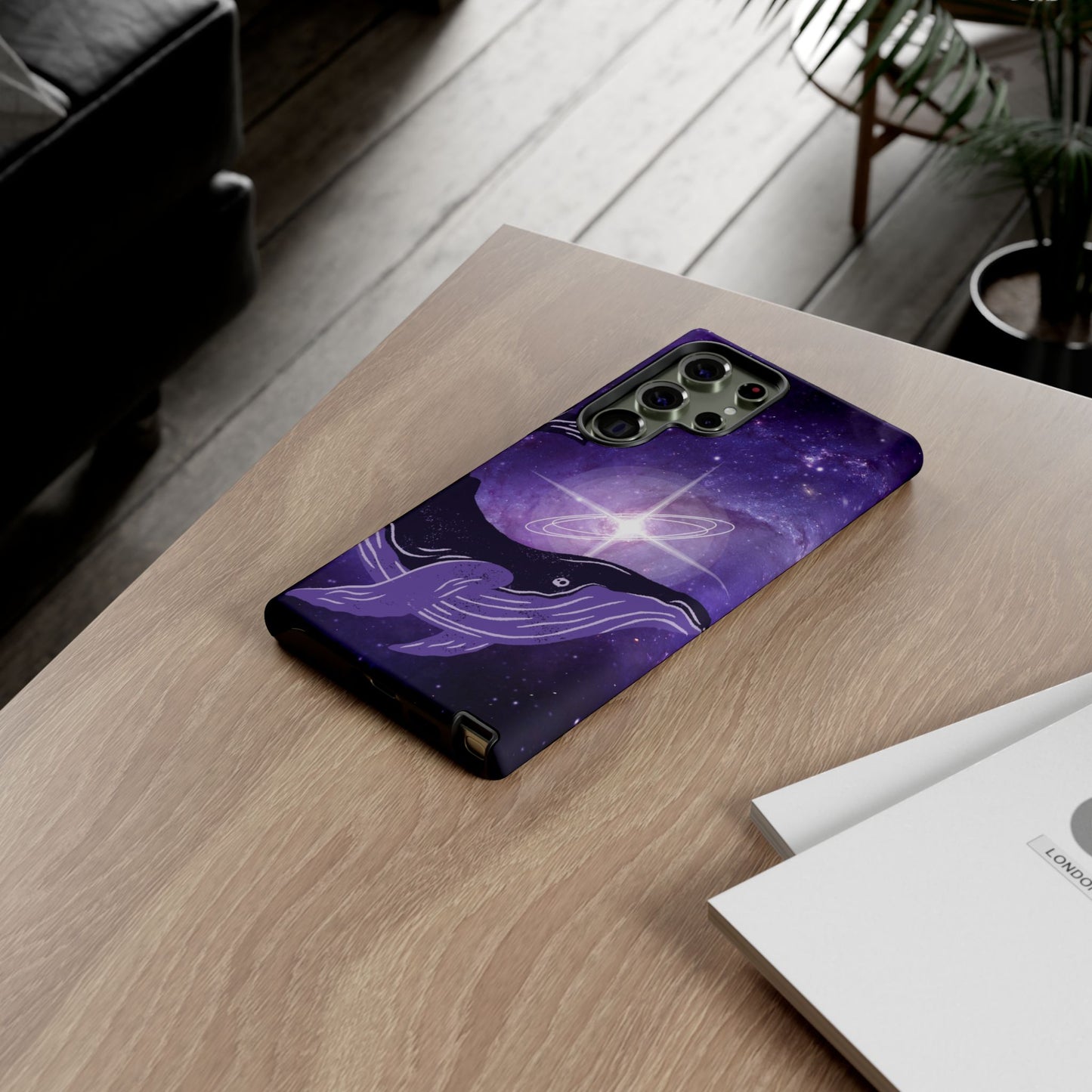 Purple Whale in Outer Space Phone Case