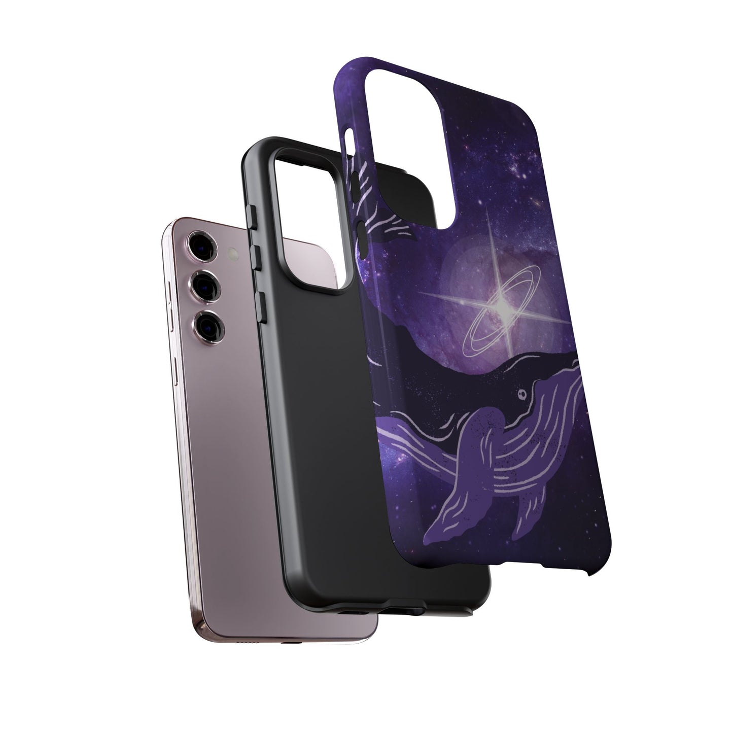 Purple Whale in Outer Space Phone Case