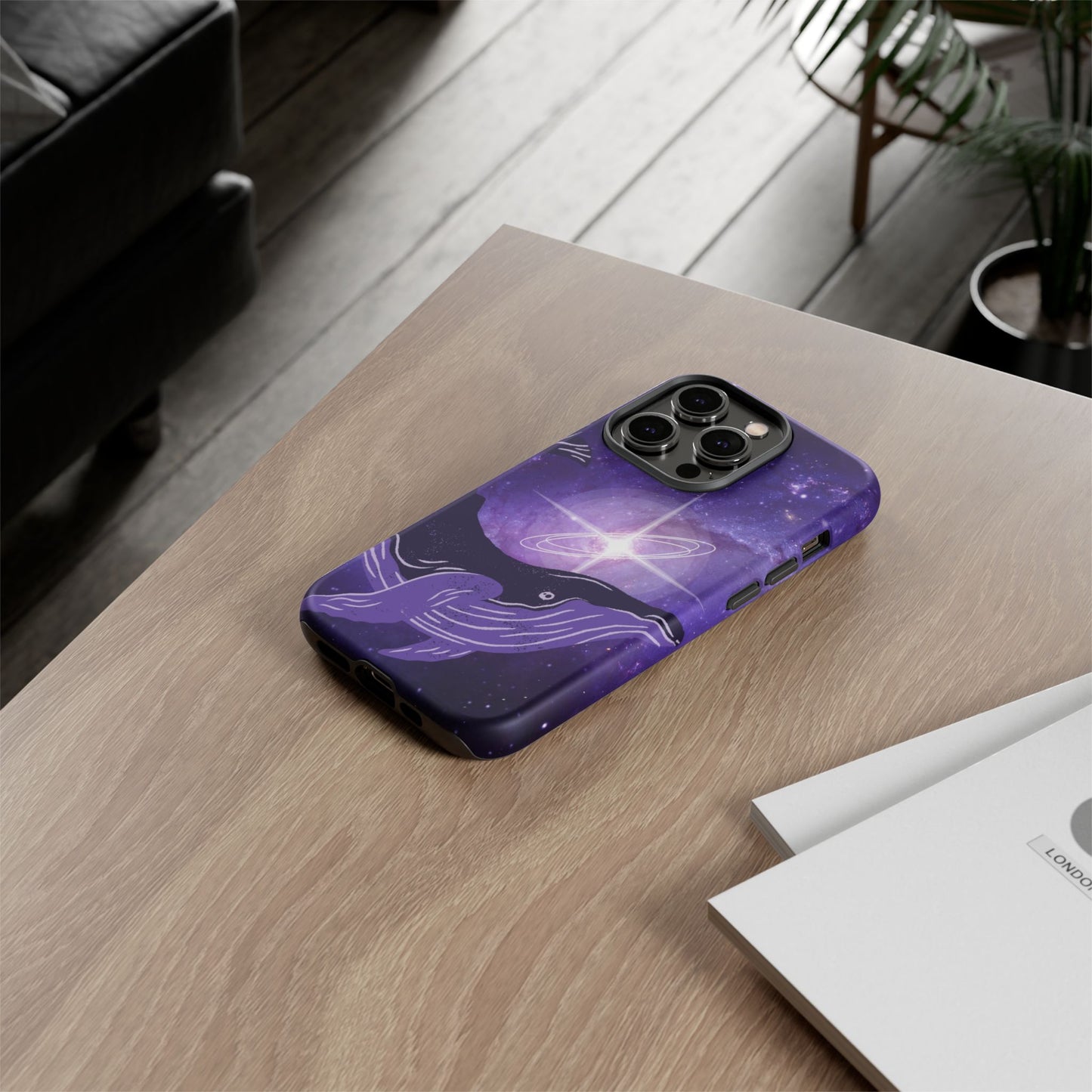 Purple Whale in Outer Space Phone Case