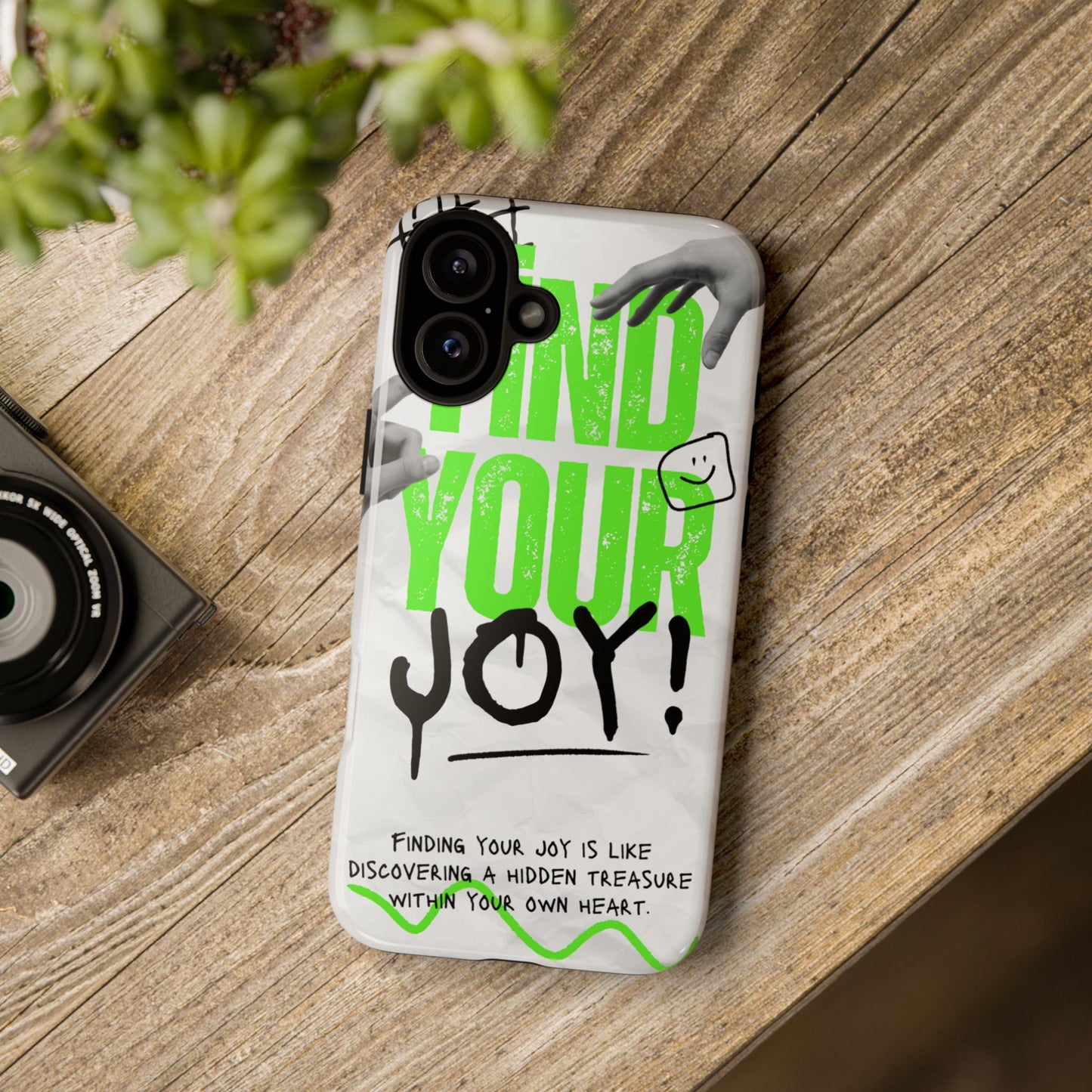 White Green Grunge Find Your Joy Phone Case