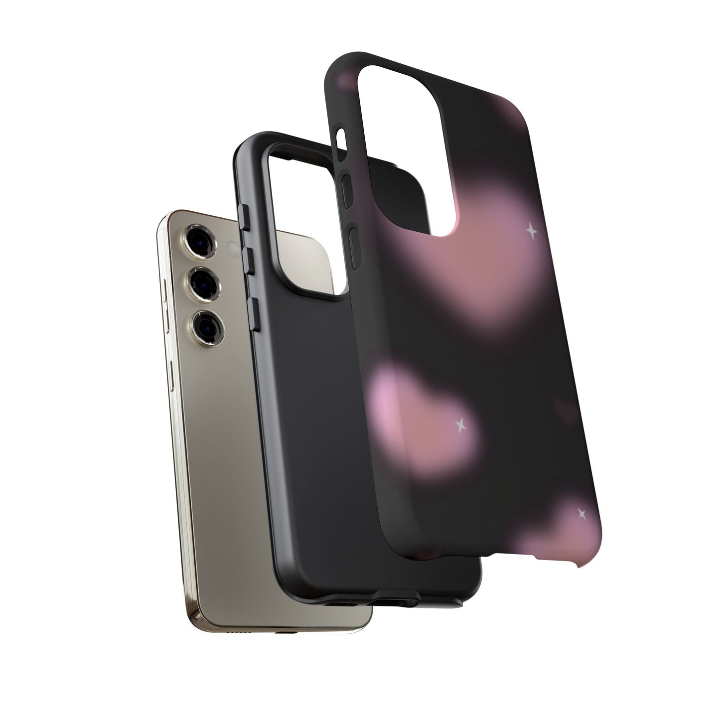 Black and Pink Blurry Heart Phone Case
