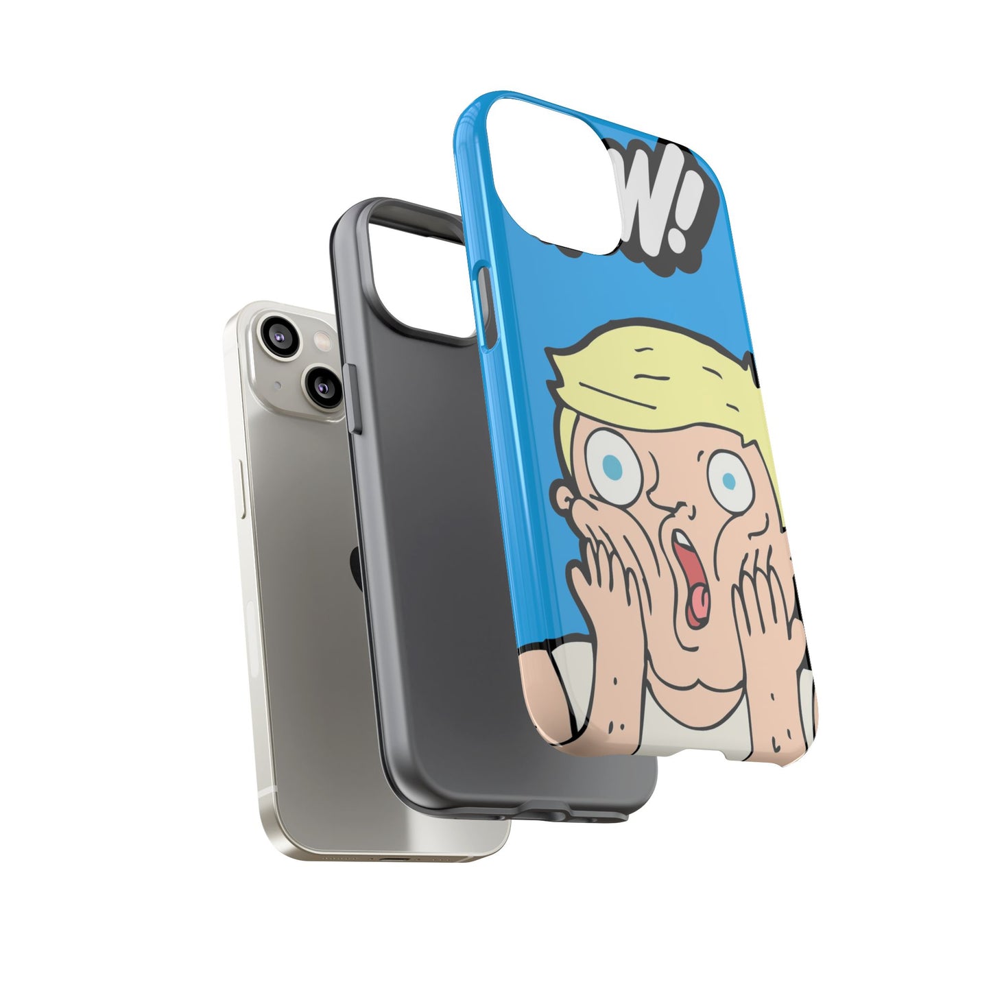 Blue Illustrated Shocked Man Phone Case