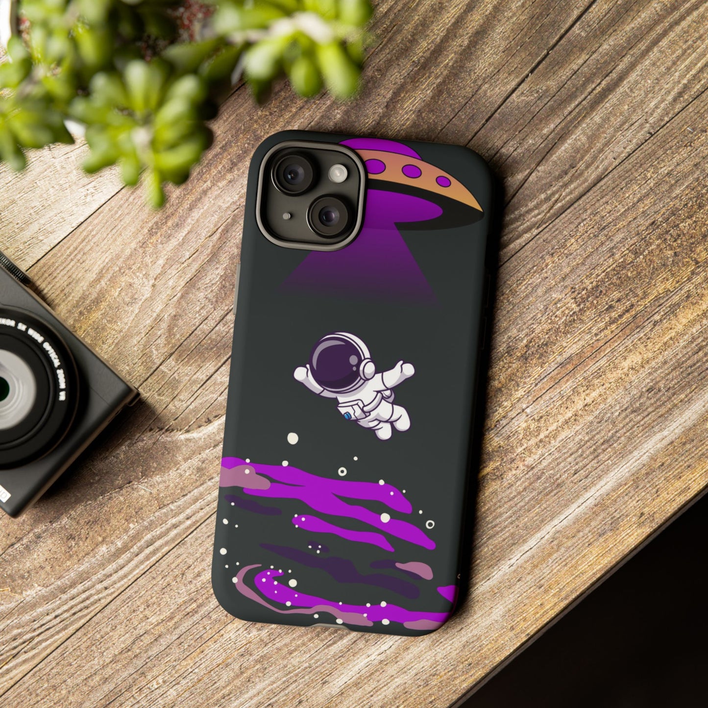 Black and Purple Minimalist Modern Space Phone Case