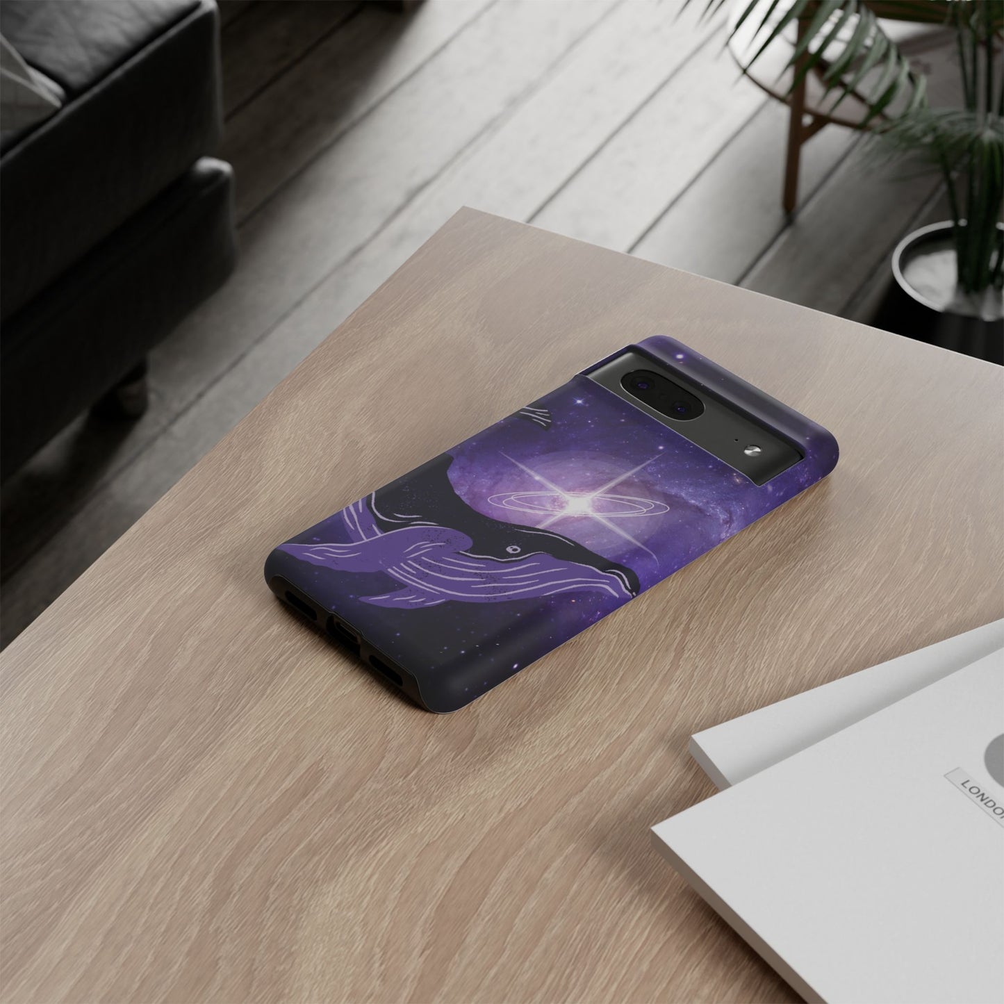 Purple Whale in Outer Space Phone Case
