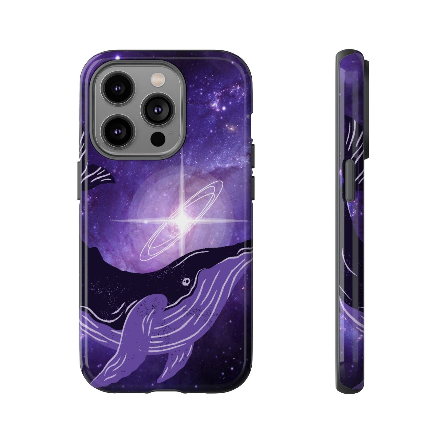Purple Whale in Outer Space Phone Case