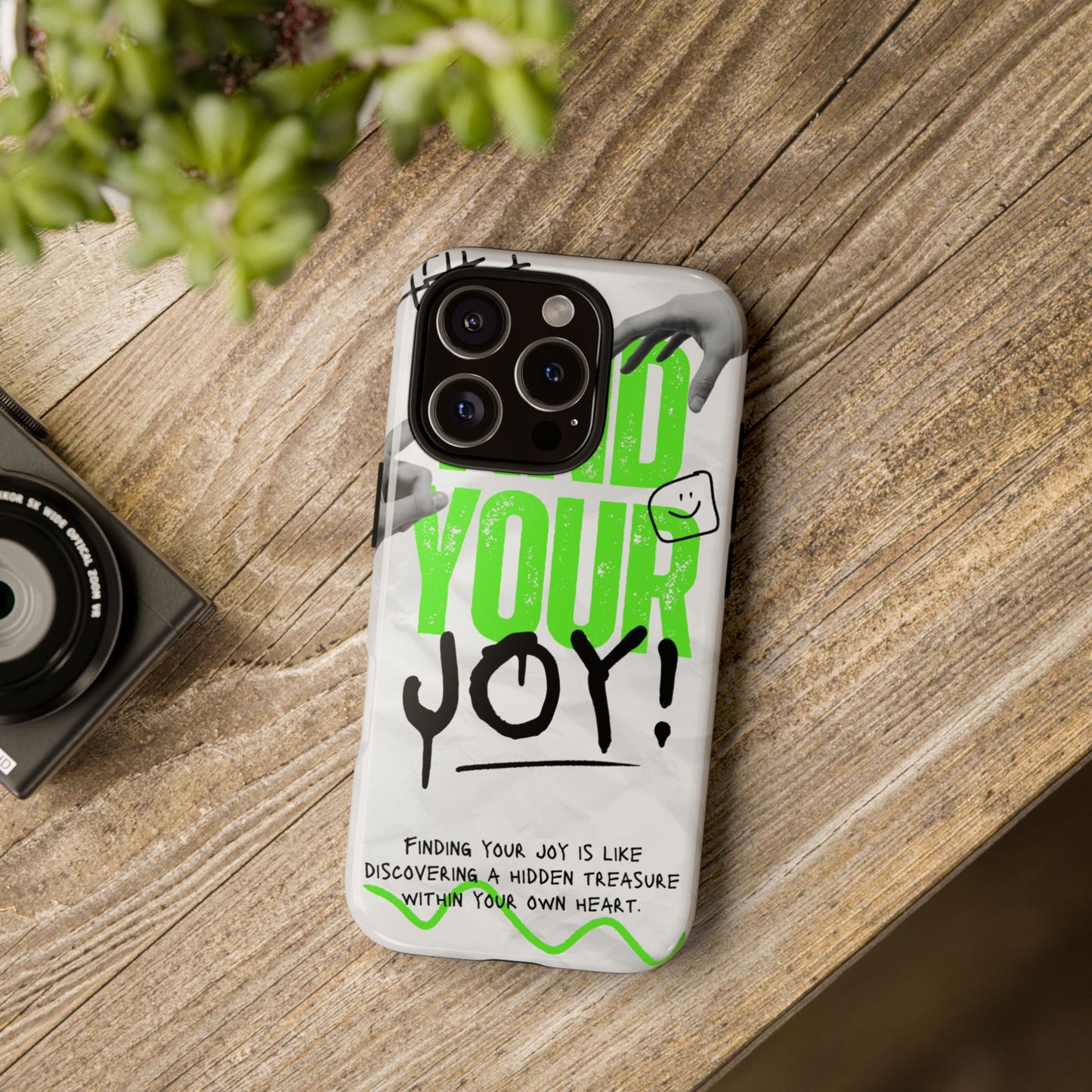 White Green Grunge Find Your Joy Phone Case