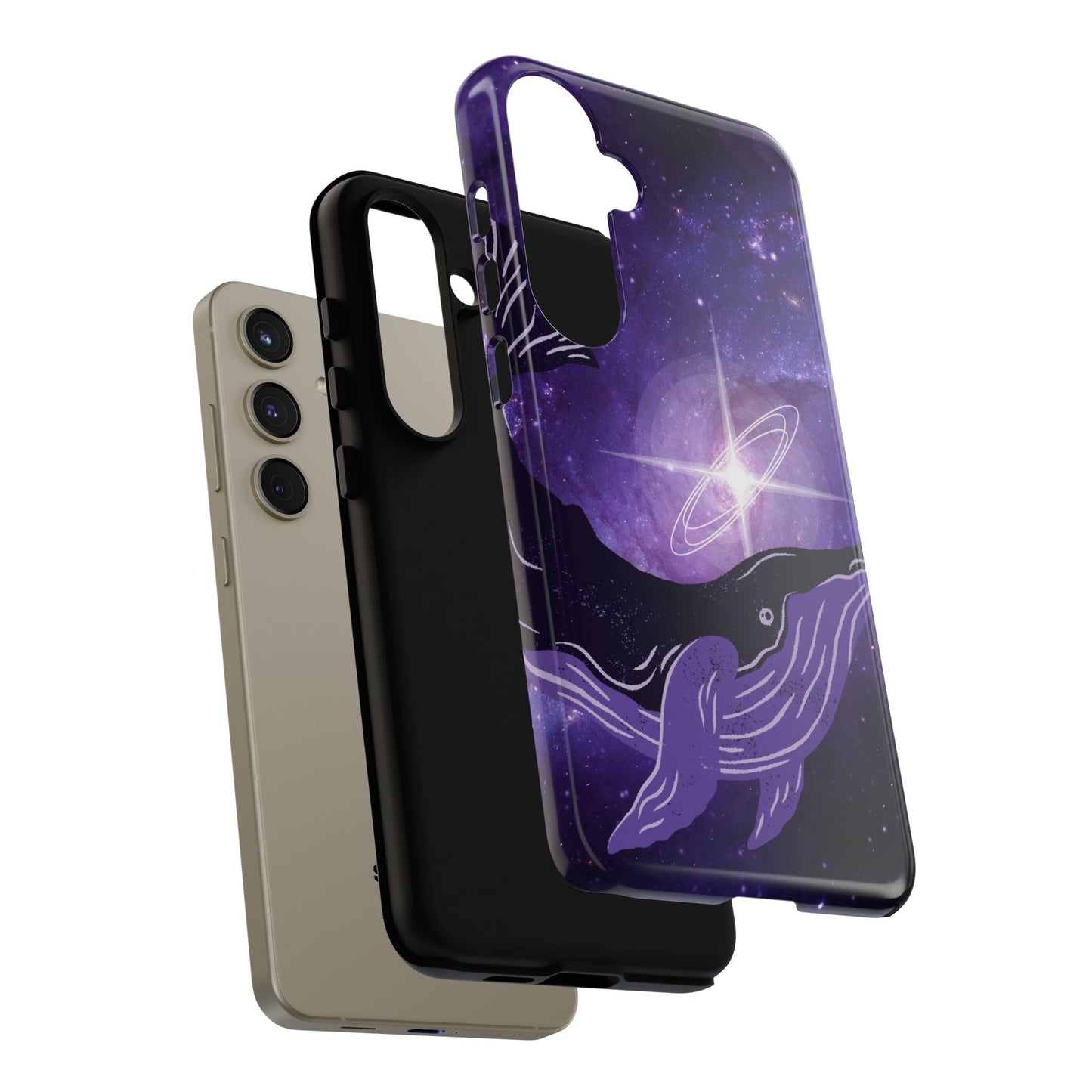 Purple Whale in Outer Space Phone Case