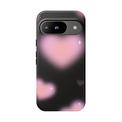 Black and Pink Blurry Heart Phone Case