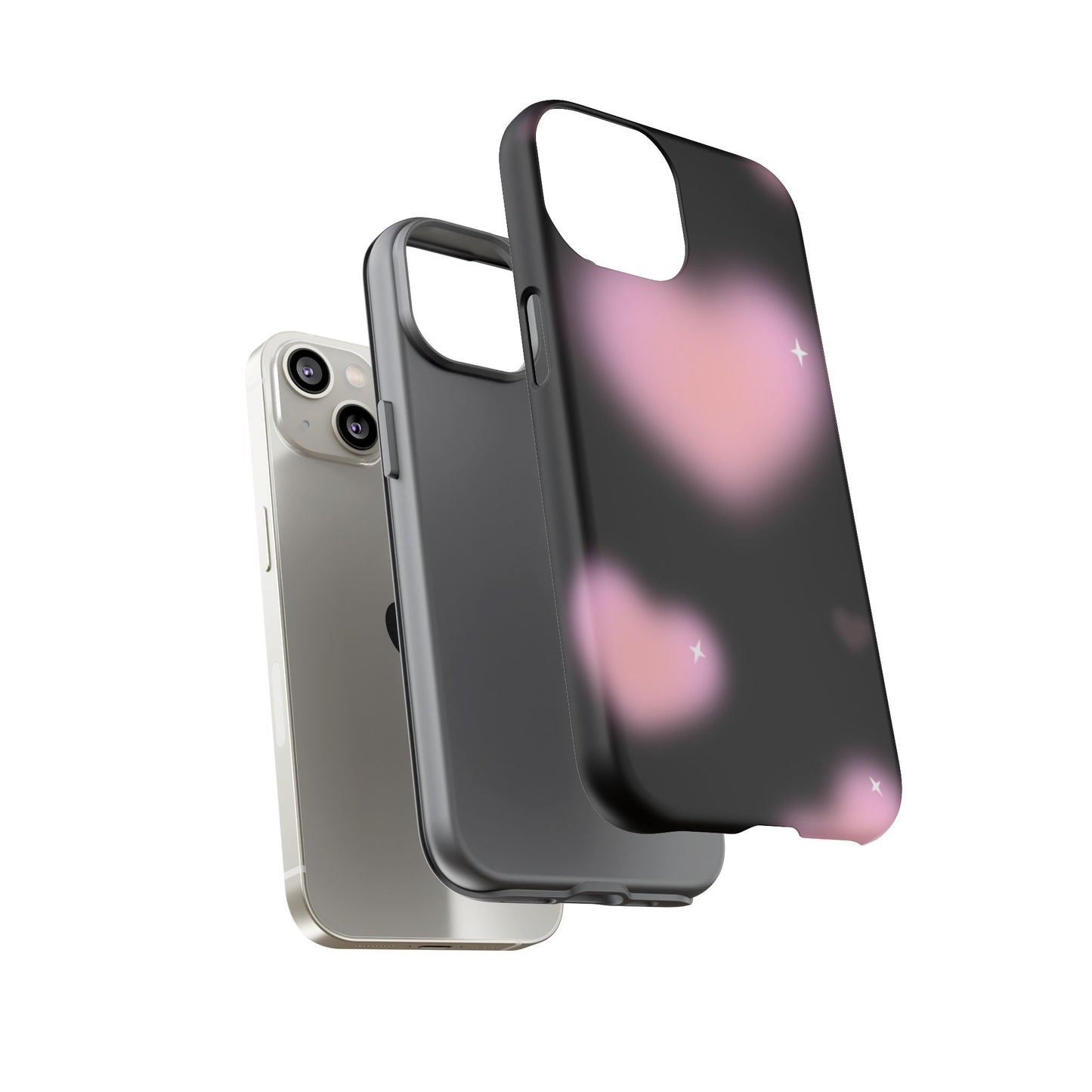 Black and Pink Blurry Heart Phone Case