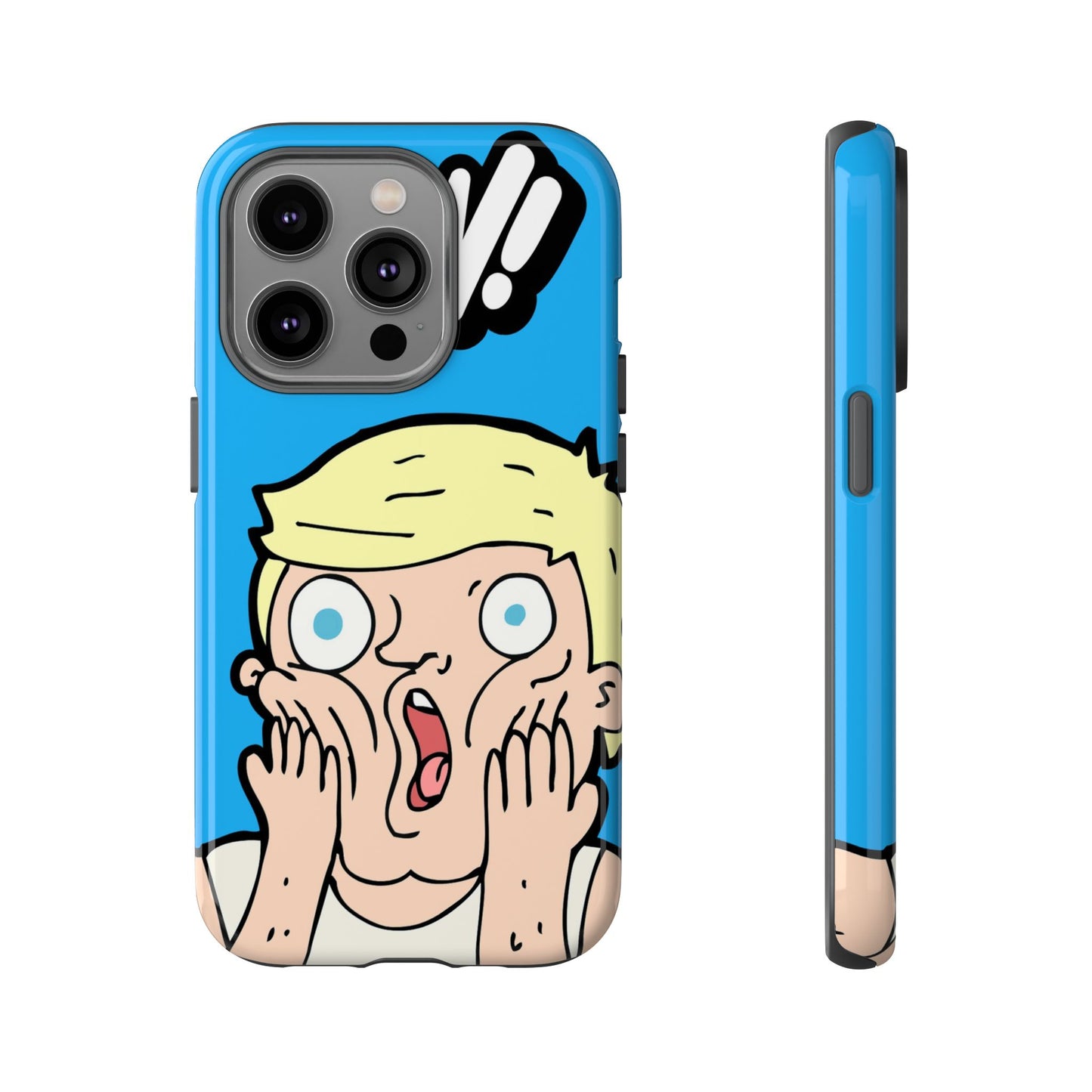 Blue Illustrated Shocked Man Phone Case