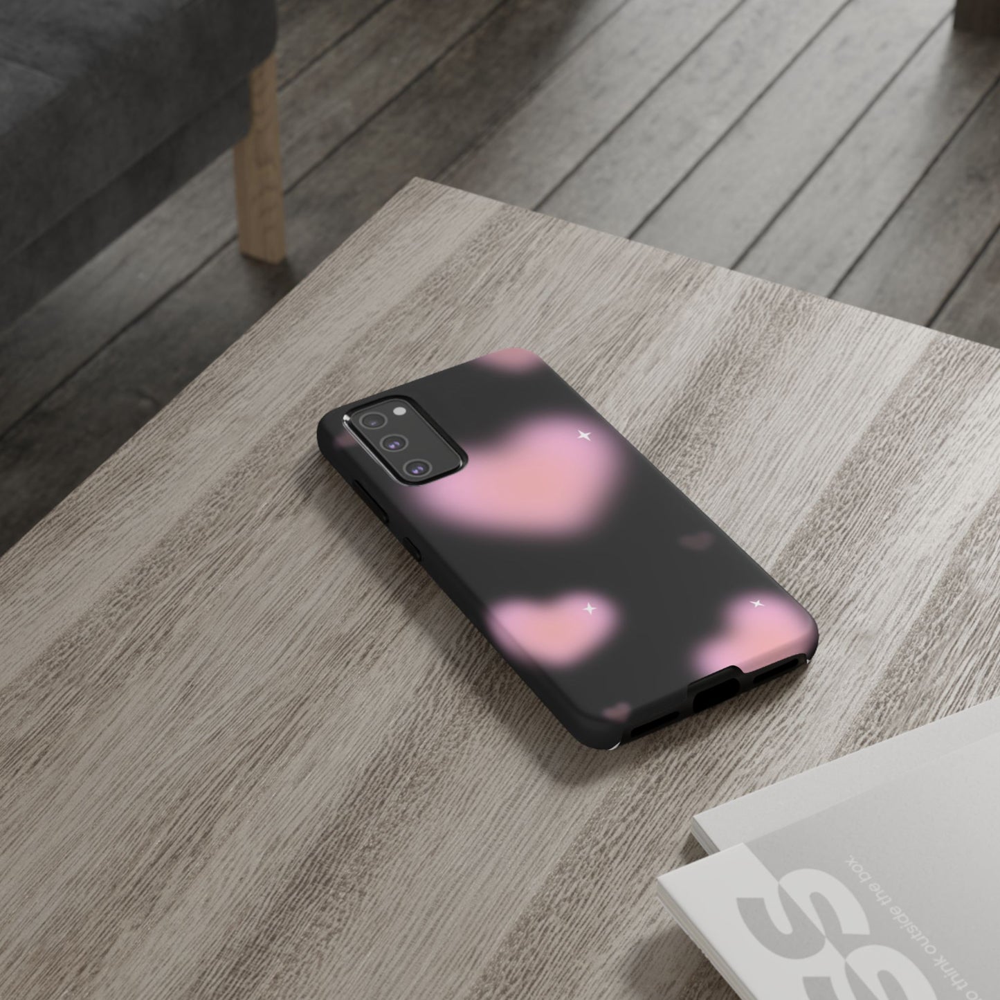 Black and Pink Blurry Heart Phone Case
