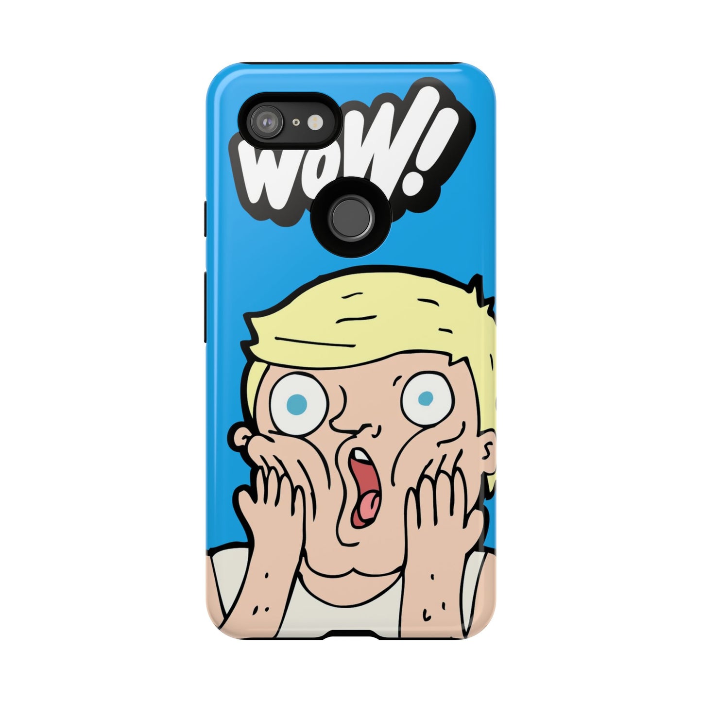 Blue Illustrated Shocked Man Phone Case