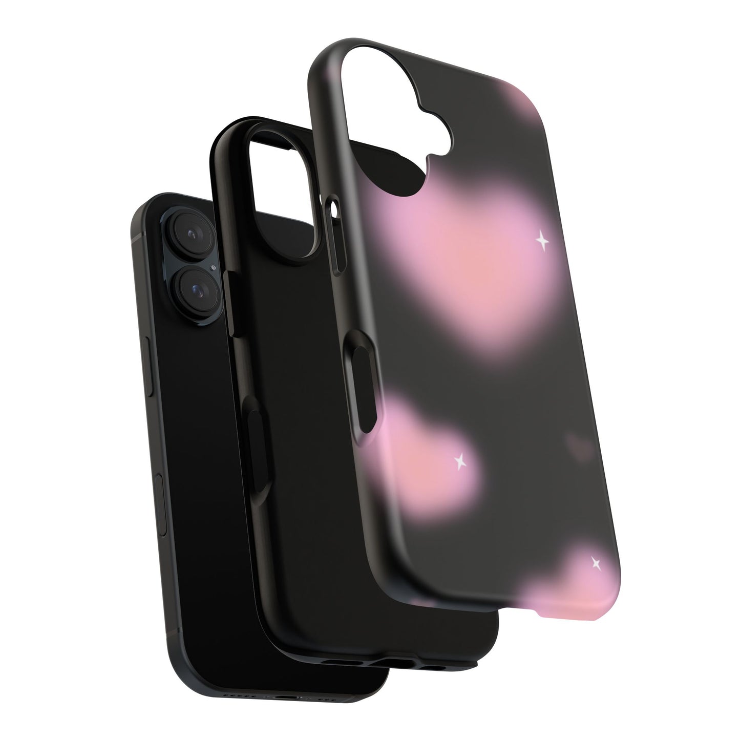 Black and Pink Blurry Heart Phone Case