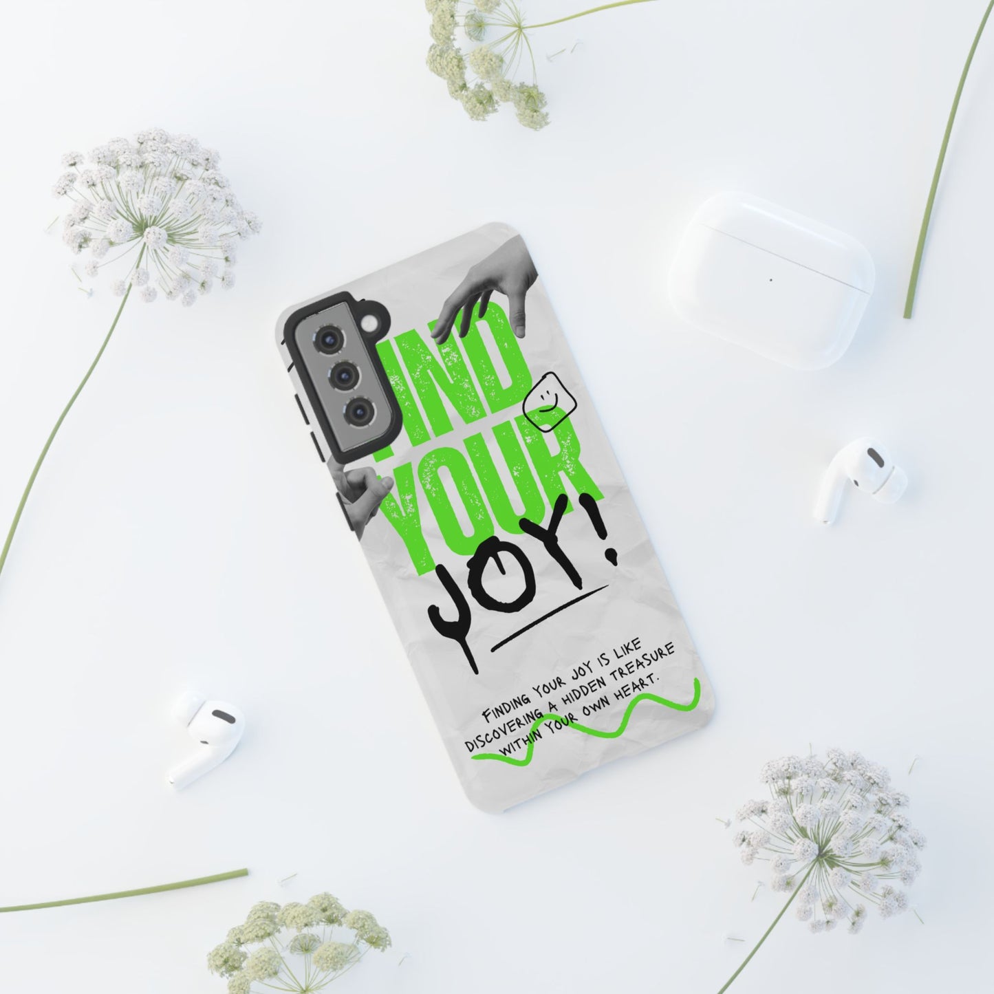 White Green Grunge Find Your Joy Phone Case