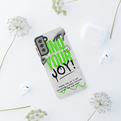 White Green Grunge Find Your Joy Phone Case