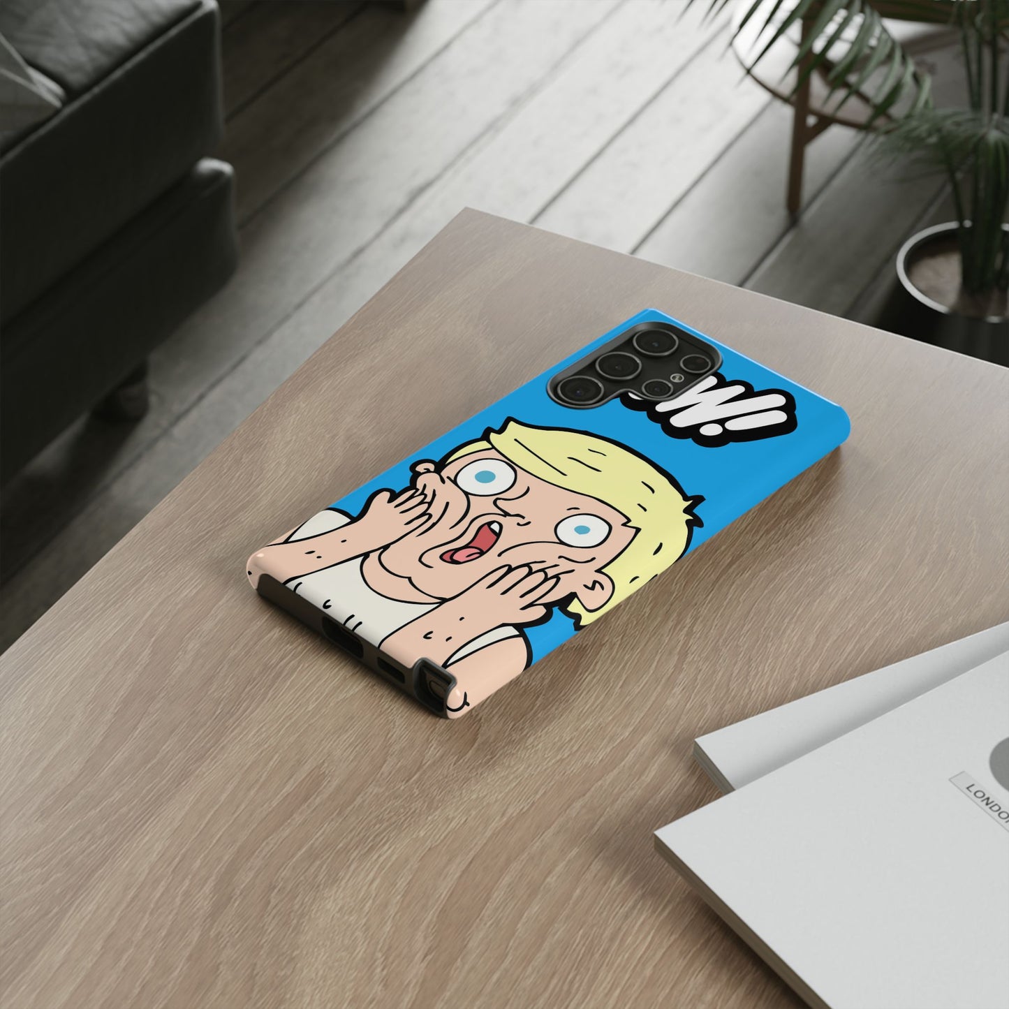 Blue Illustrated Shocked Man Phone Case