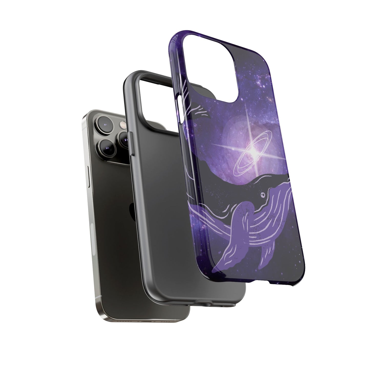 Purple Whale in Outer Space Phone Case