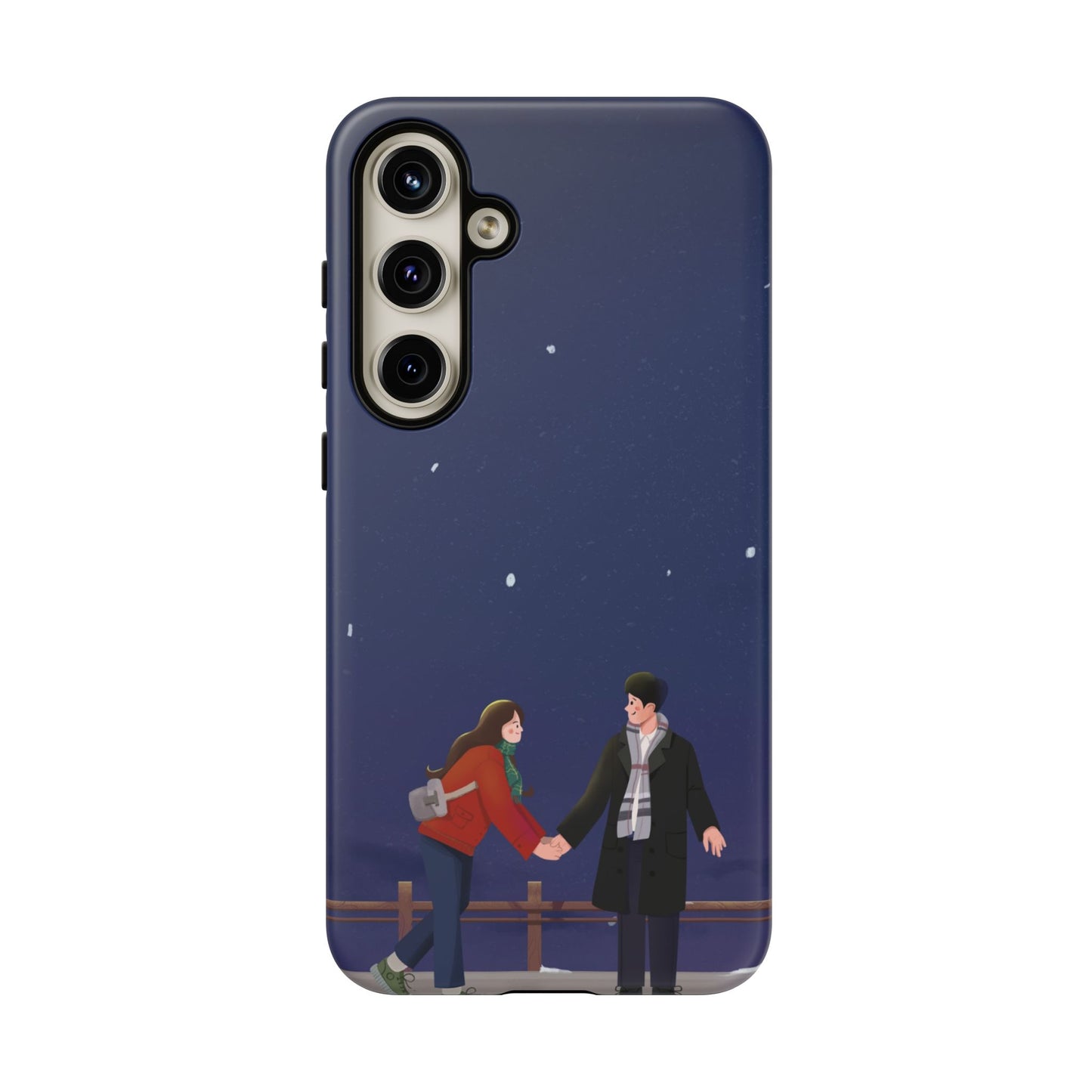Blue Illustrated Couple and Night Sky Phone Case