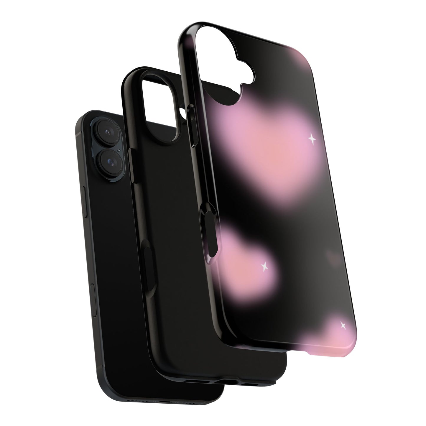 Black and Pink Blurry Heart Phone Case