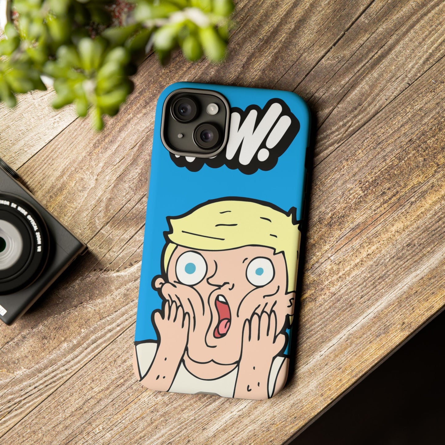 Blue Illustrated Shocked Man Phone Case