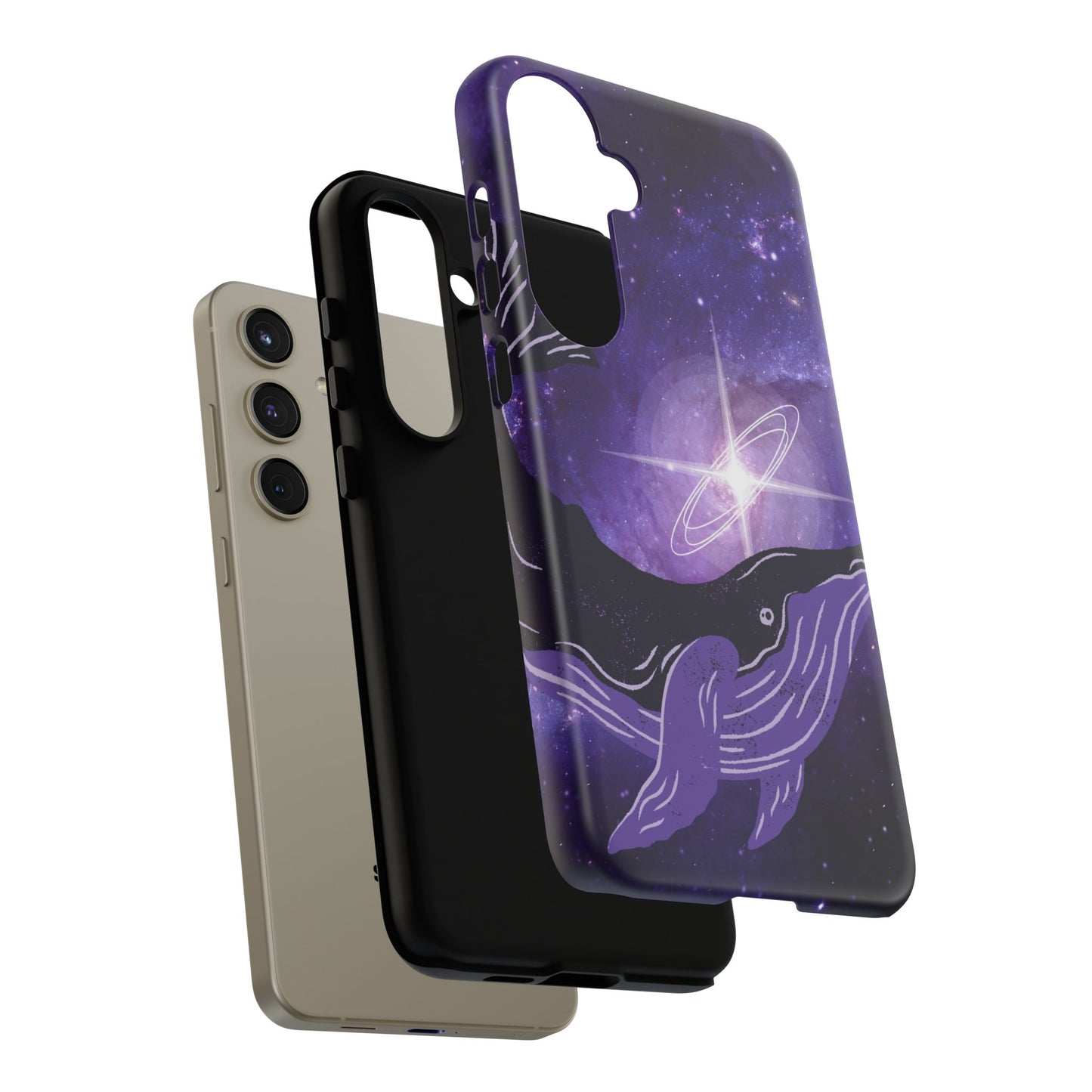 Purple Whale in Outer Space Phone Case
