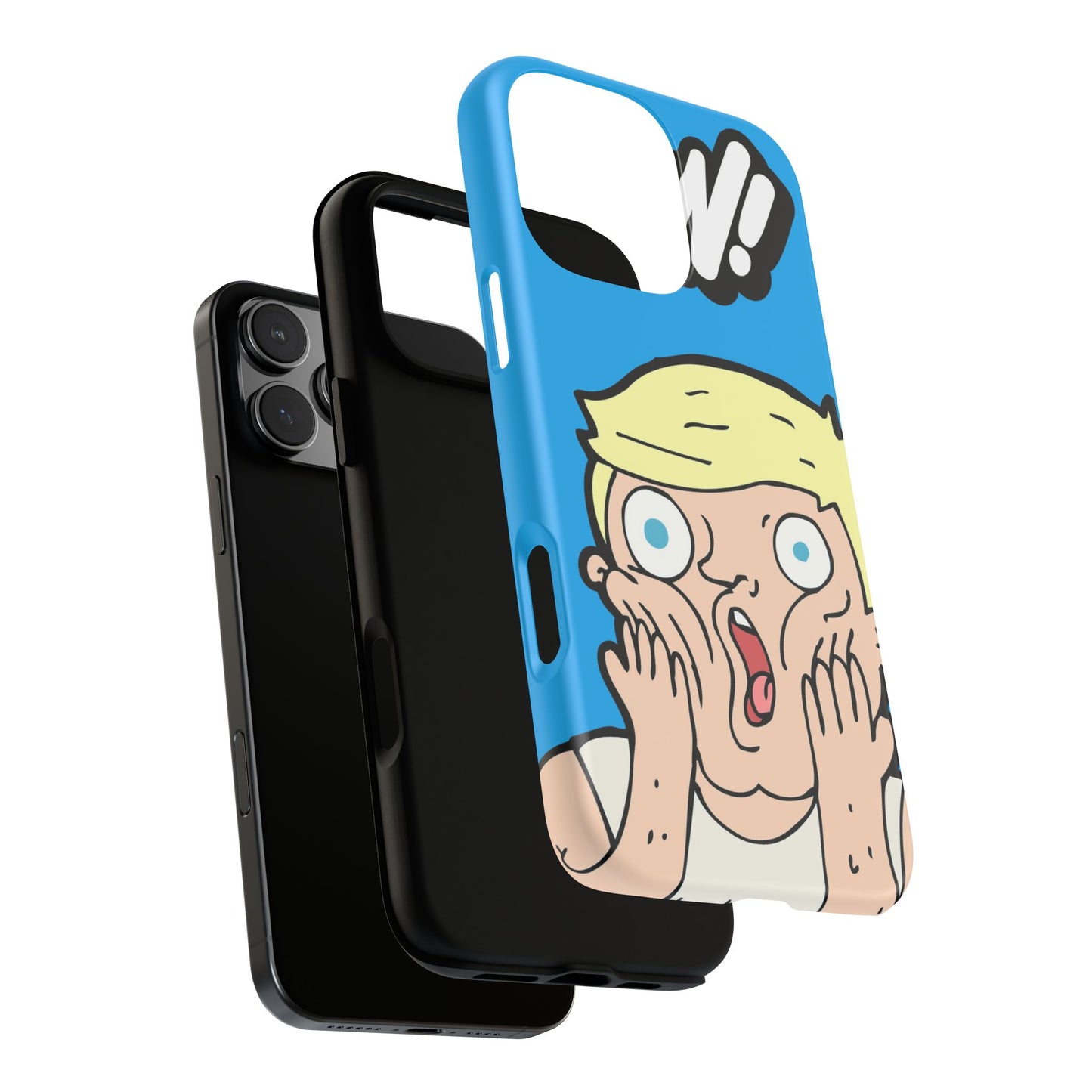 Blue Illustrated Shocked Man Phone Case