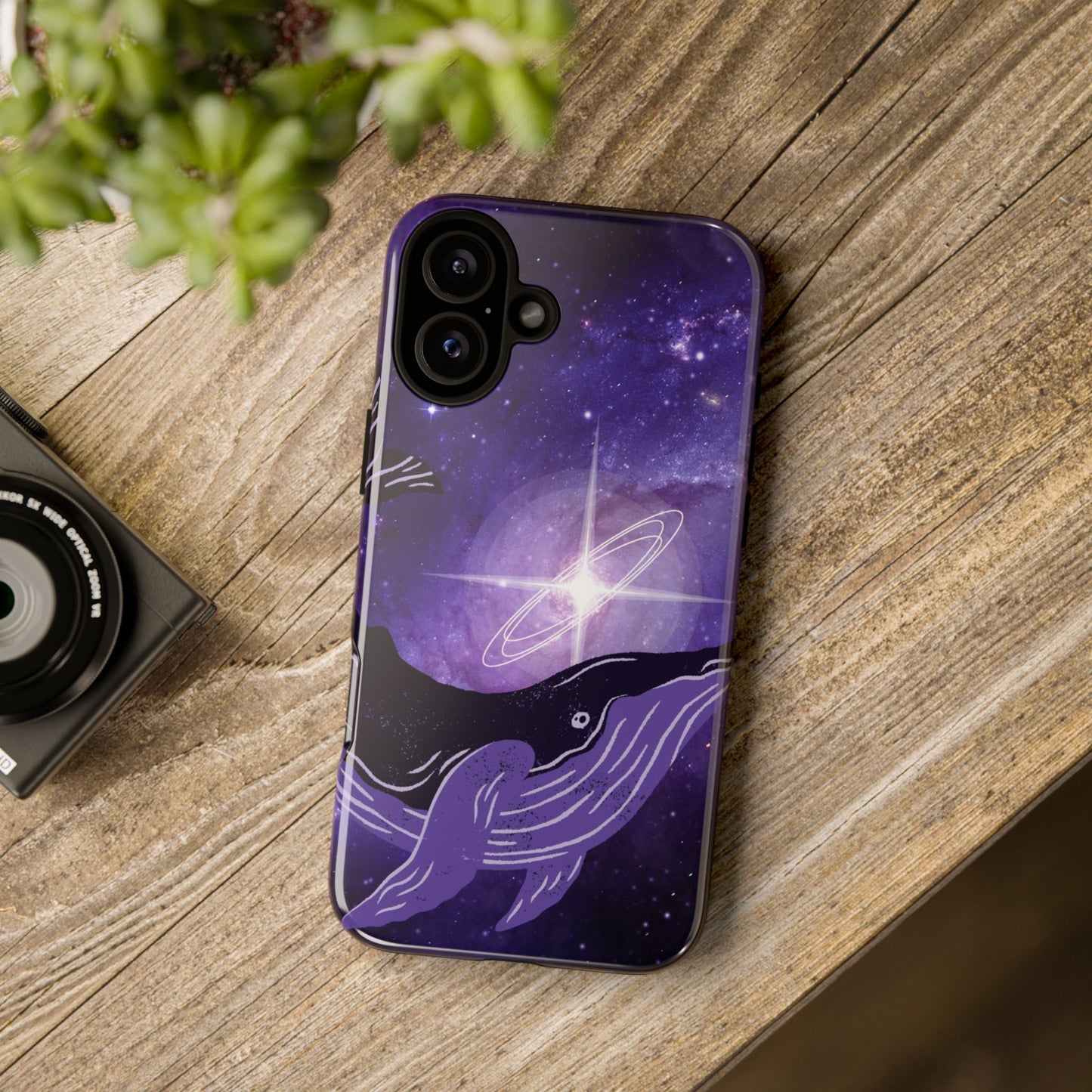 Purple Whale in Outer Space Phone Case