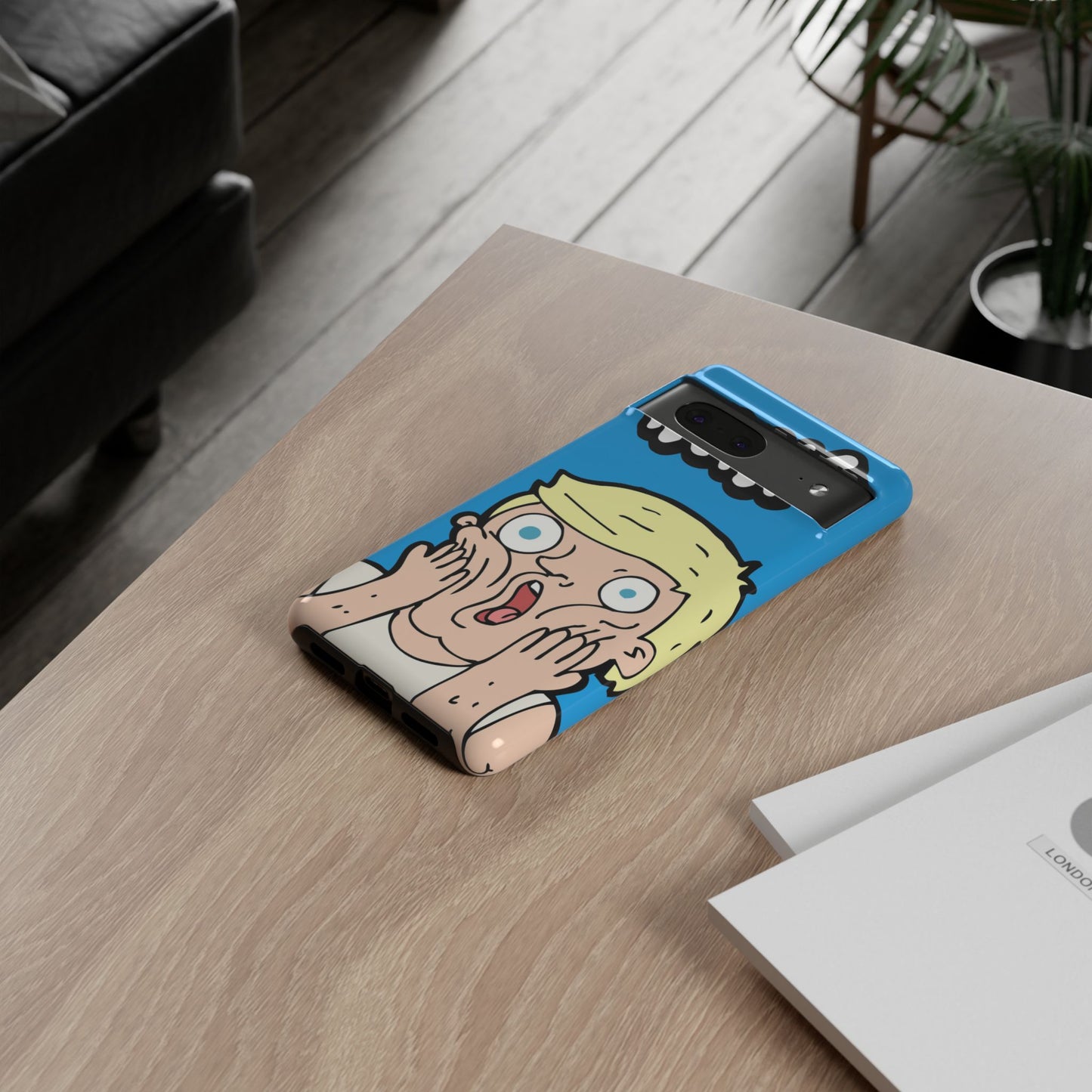 Blue Illustrated Shocked Man Phone Case