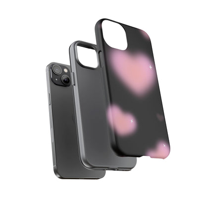 Black and Pink Blurry Heart Phone Case