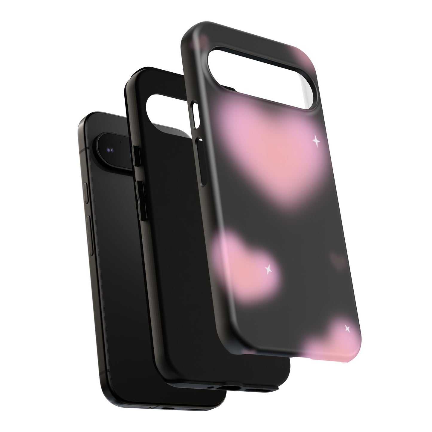 Black and Pink Blurry Heart Phone Case