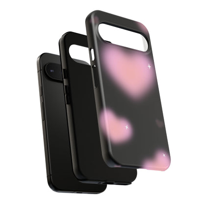 Black and Pink Blurry Heart Phone Case